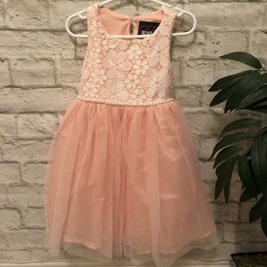 RMLA pink tulle overlay w/ floral Easter dress